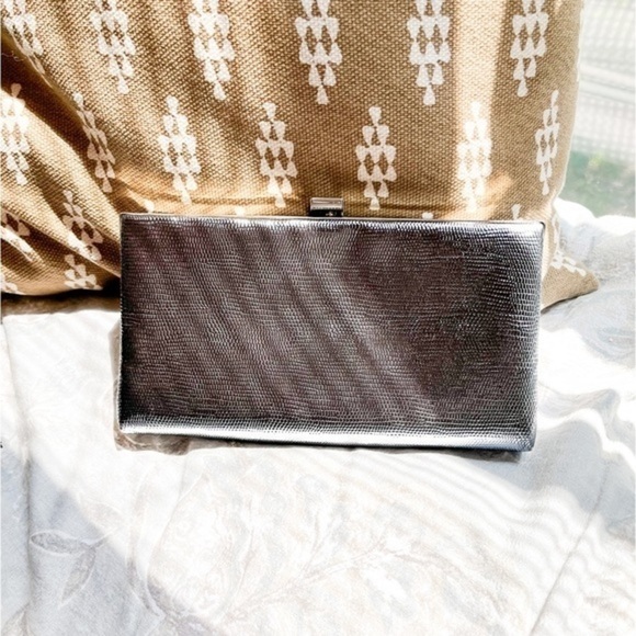 Shirl Miller Metallic Silver Snake Print Clutch - Picture 4 of 8